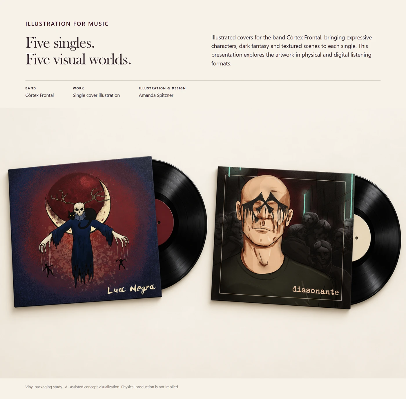 Córtex Frontal — Lua Negra and Dissonante vinyl concepts