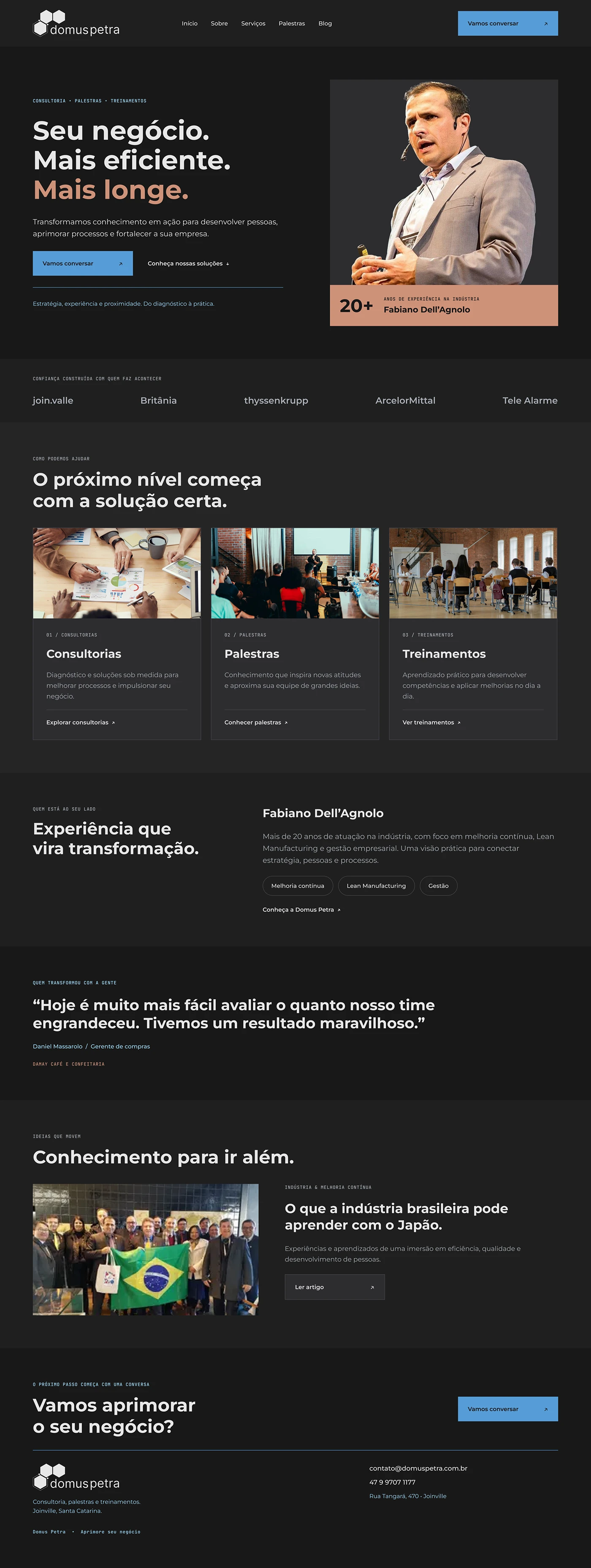 Domus Petra — Desktop homepage